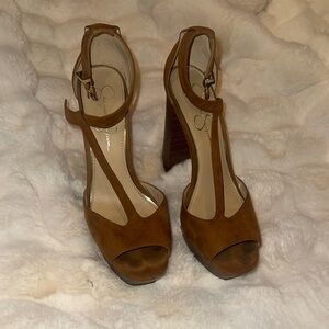 Jessica Simpson Brown Heels with Ankle Straps